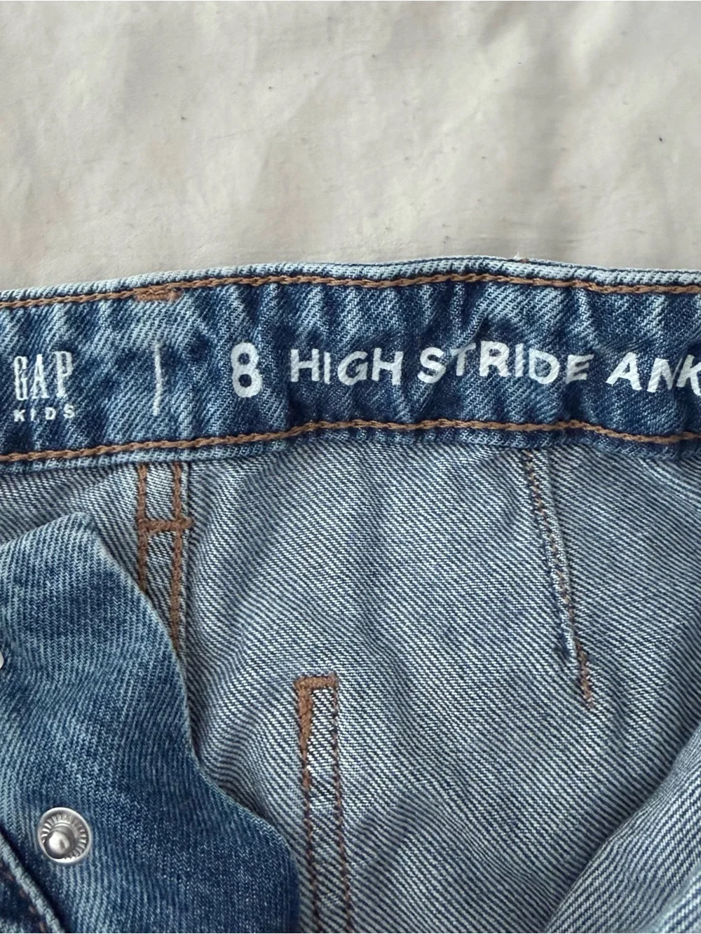 Gap Kids High Stride Wide Leg Jeans Girls Size 8 Button Fly Raw Hem Ankle